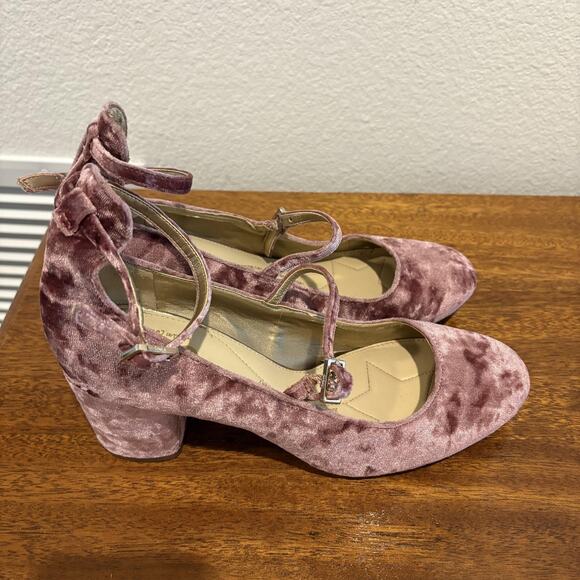 Circus by Sam Edelman Shoes Womens Size 8 Pink Velvet Mary Jane Block Heel Strap - Picture 1 of 11